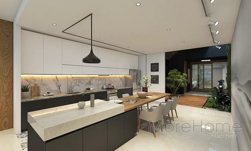 Nội thất phòng ăn cạnh bếp được thiết kế để tiết kiệm không gian và giúp người đầu bếp tiết kiệm chi phí hơn.